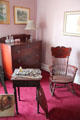 Julia Isham's artist materials & rocking chair in her bedroom at Isham-Terry House Museum. Hartford, CT.