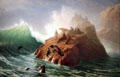 Seal Rock painting by Albert Bierstadt at New Britain Museum of American Art. New Britain, CT.