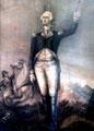 Graphic of George Washington with his horse in background at Oliver Ellsworth Homestead Museum. Windsor, CT.