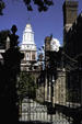 Pieson Gate & tower of Davenport College on Yale Campus. New Haven, CT.