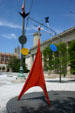 Alexander Calder "Gallows & Lollipops" mobile beside Yale University Commons. New Haven, CT.