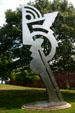 Modern Head sculpture by Roy Lichtenstein on Yale University Campus. New Haven, CT.