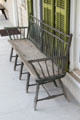 Bench on front porch at Bush Holley House. Cos Cob, CT.