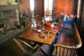 Kitchen table, chairs & bench at Denison Homestead Museum. Stonington, CT.