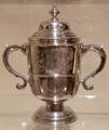 Two-handled covered cup presented to Commodore Edward Tyng by Jacob Hurd of Boston, MA at Yale University Art Gallery. New Haven, CT.