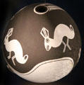Acoma ceramic seed jar with rabbit design by Emma Lewis of Acoma Pueblo, NM at National Museum of the American Indian. Washington, DC.