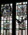 Stained glass windows showing Revolutionary scenes at Trenton & Princeton in New Jersey period English Chamber at DAR Memorial Continental Hall. Washington, DC.