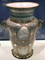 Century vase by Union Porcelain Works, Greenpoint, NY showed scenes of American history at National Museum of American History. Washington, DC.