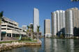Channel leading from Biscayne Bay to Miami River Wachovia Tower & other skyscrapers. Miami, FL