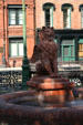 Winged-lion fountain before Savannah Cotton Exchange. Savannah, GA.