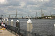 Talmadge Memorial Bridge from riverfront park. Savannah, GA.