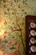 Antique wallpaper with birds at Pebble Hill Plantation. Thomasville, GA.