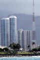 End of oval view of Moana Pacific Towers. Honolulu, HI.