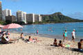 Diamond Head over highrises of Waikiki. Waikiki, HI.