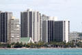 St. Augustine Catholic Church tucked into the highrises of Waikiki. Waikiki, HI.