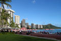 Skyline of eastern stretch of Waikiki. Waikiki, HI.