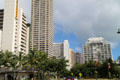 Park at intersection of Kalakaua & Kuhio Aves. Waikiki, HI.