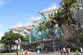 Signature pyramid shapes of Hawaii Convention Center. Honolulu, HI.