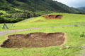 Godzilla footprints at movie location on film tour at Kualoa Ranch. HI.