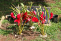 Memorial flowers in Haleiwa churchyard. Haleiwa, HI.