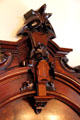 Headboard detail of 1876 Philadelphia World's Fair bed at Dodge House. Council Bluffs, IA.