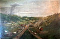 Painting of Mormon town of Kanesville which became Council Bluffs in 1852 at Dodge House. Council Bluffs, IA.