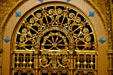 Golden grillwork of Hoyt Sherman Place Theater. Des Moines, IA
