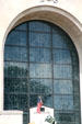 Stained glass window by Grant Wood of Veterans' Memorial & City Hall. Cedar Rapids, IA.