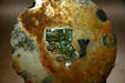 Mexican Teotihuacán culture pyrite mirror with jade jaguar mosaic at Art Institute of Chicago. Chicago, IL.