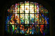 Christ with heavenly choir stained glass windows by Louis Comfort Tiffany & Edward Burne-Jones in Second Presbyterian Church. Chicago, IL.