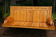 Commemorative swinging bench with 2 carved armadillo's as arm rests at University of Chicago. Chicago, IL.