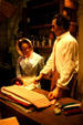 Tableau of Lincoln as young man clerking in New Salem store at Abraham Lincoln Presidential Museum. Springfield, IL.