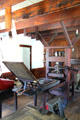 Aramage printing press in Elihu Stout Print Shop. Vincennes, IN.