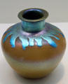 Yellow Jade & Blue Aurene vase by Steuben at Wichita Art Museum. Wichita, KS.