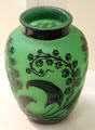Acid-etched lead glass vase in Indian pattern by Steuben at Wichita Art Museum. Wichita, KS.