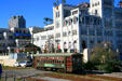 Streetcar passes Jackson Brewery. New Orleans, LA.