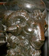 Rams head newel post in Van Benthuysen-Elms Mansion. New Orleans, LA