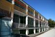 Sun louvers detail Lavin-Bernick Center at Tulane University. New Orleans, LA.