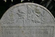 Tombstone with skeleton & angel in King's Chapel Burying Ground. Boston, MA.