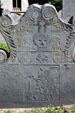 Tombstone with death symbols in King's Chapel Burying Ground. Boston, MA.