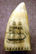Ship portrayed on scrimshaw in JFK Library. Boston, MA.