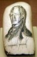 Scrimshaw portrait of Alexander Hamilton in JFK Library. Boston, MA.