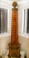 Wood inlay barber pole made for Chicago World's Fair at Boott Cotton Mills Boarding House immigrant gallery. Lowell, MA.