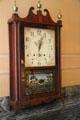 Mantle clock by Eli Terry with painted river scene & swan-neck pediment top at Rotch-Jones-Duff House. New Bedford, MA.