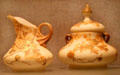 Crown Milano glass cream pitcher & sugar bowl by Mount Washington Glass Co. of New Bedford at New Bedford Whaling Museum. New Bedford, MA.