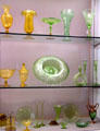 Collection of colored glass made by Pairpoint & Gundersen Cos. in New Bedford at New Bedford Whaling Museum. New Bedford, MA.