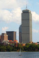 Back Bay skyline & Prudential Tower over Charles River. Boston, MA.