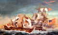 Constitution vs Gueriere painting by Thomas Magoun at USS Constitution Museum. Boston, MA.