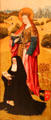 St Catherine with donor from triptych painting by workshop of Hieronymus Bosch at Museum of Fine Arts. Boston, MA.