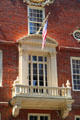 Georgian style door & balcony on southern facade of Old State House. Boston, MA.